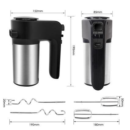 Aigostar - Mixeur plongeant 300W/230V noir/chrome mat