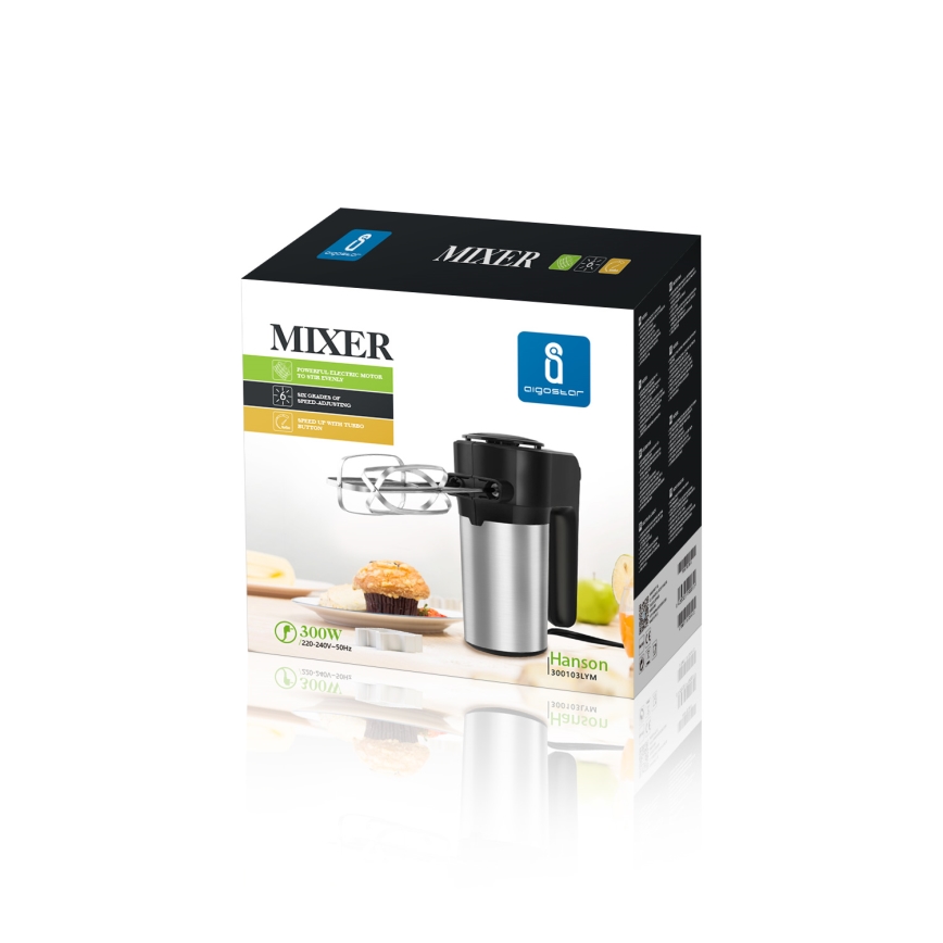 Aigostar - Mixeur plongeant 300W/230V noir/chrome mat