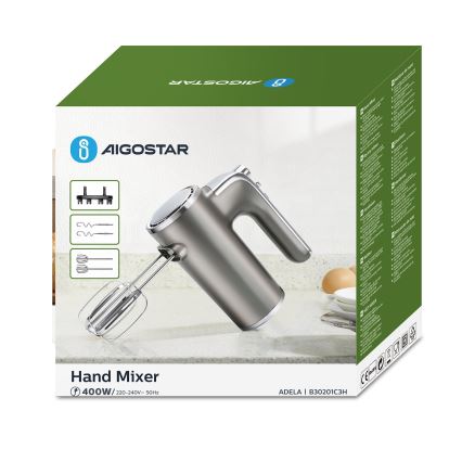 Aigostar - Mixeur plongeant 400W/230V gris/chrome mat