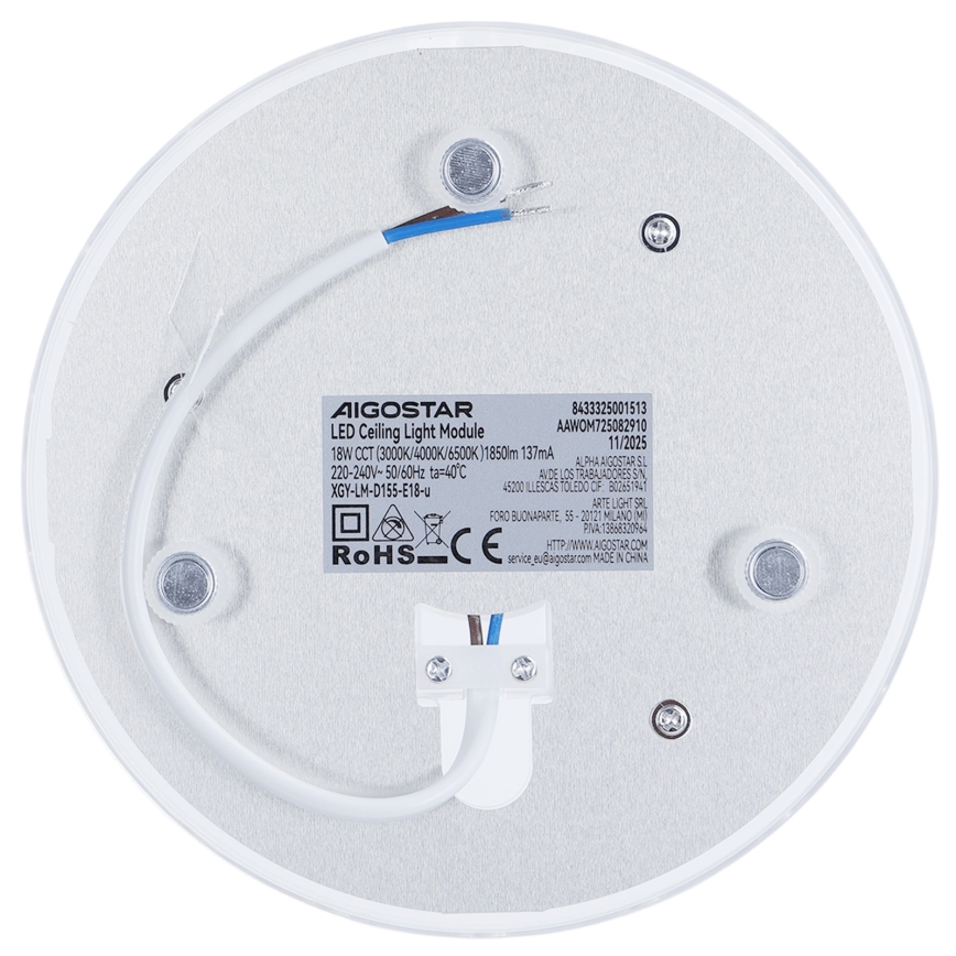 Aigostar - module magnétique LED/18W/230V 3000/4000/6500K