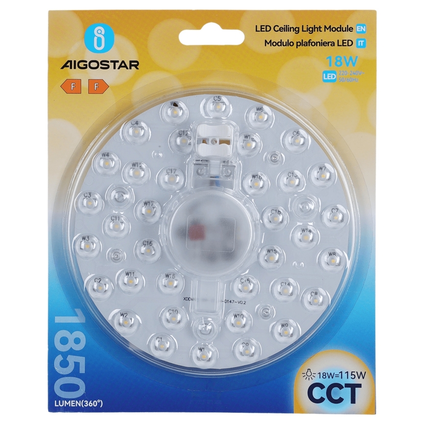 Aigostar - module magnétique LED/18W/230V 3000/4000/6500K