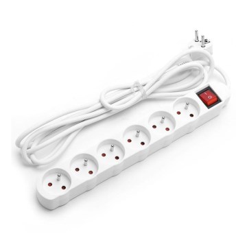 Aigostar - Multprise avec interrupteur 6Z 3m blanc