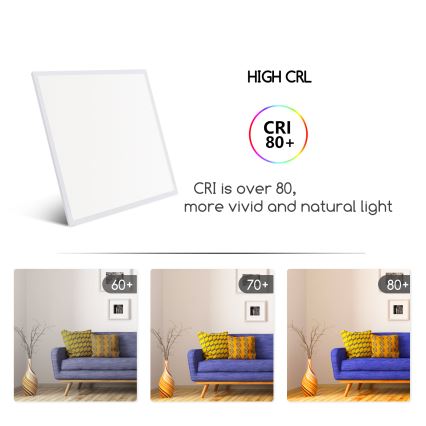 Aigostar - Panneau encastrable LED/40W/230V 3000K/4000K/6500K 60x60cm blanc