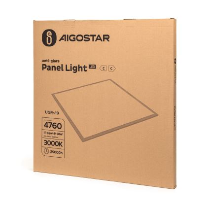 Aigostar - Panneau encastrable LED 28W/230V Haute efficacité UGR19 3000K 59,5x59,5 cm