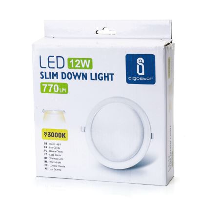 Aigostar - Plafonnier encastré LED/12W/230V 3000K Ø17 cm blanc
