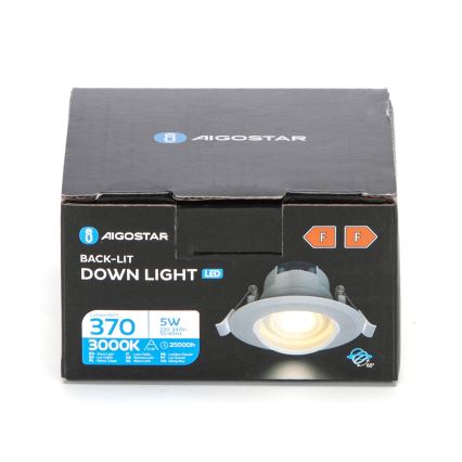 Aigostar - Plafonnier encastré LED/5W/230V 3000K diam. 8,5 cm blanc