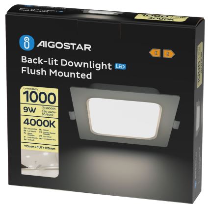 Aigostar - Plafonnier encastré LED/9W/230V 4000K 14,5x14,5 cm blanc