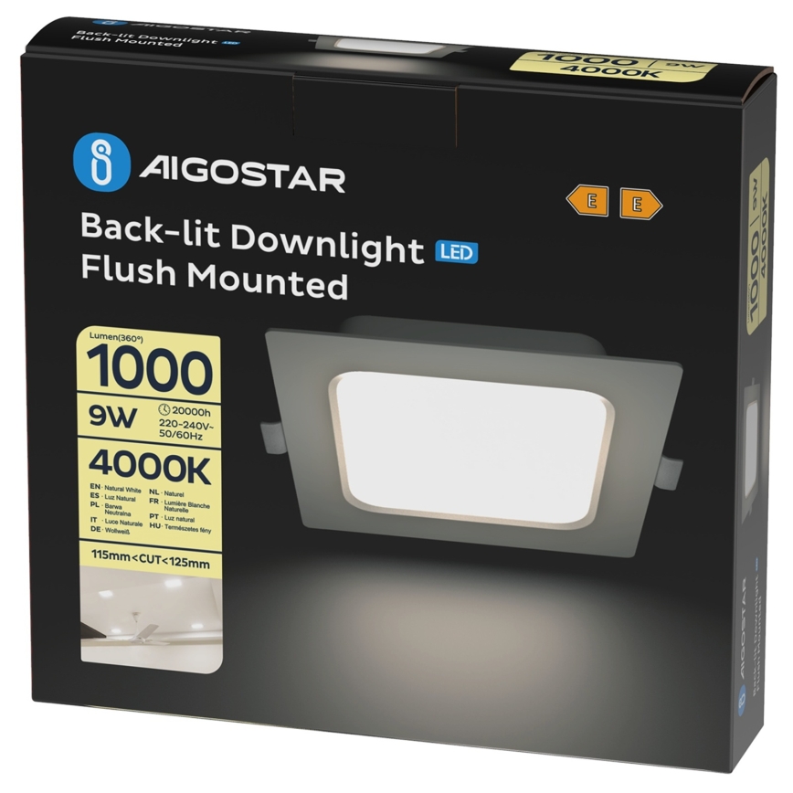 Aigostar - Plafonnier encastré LED/9W/230V 4000K 14,5x14,5 cm blanc
