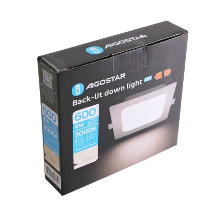 Aigostar - Plafonnier LED 6W/230V 3000K 12x12 cm blanc