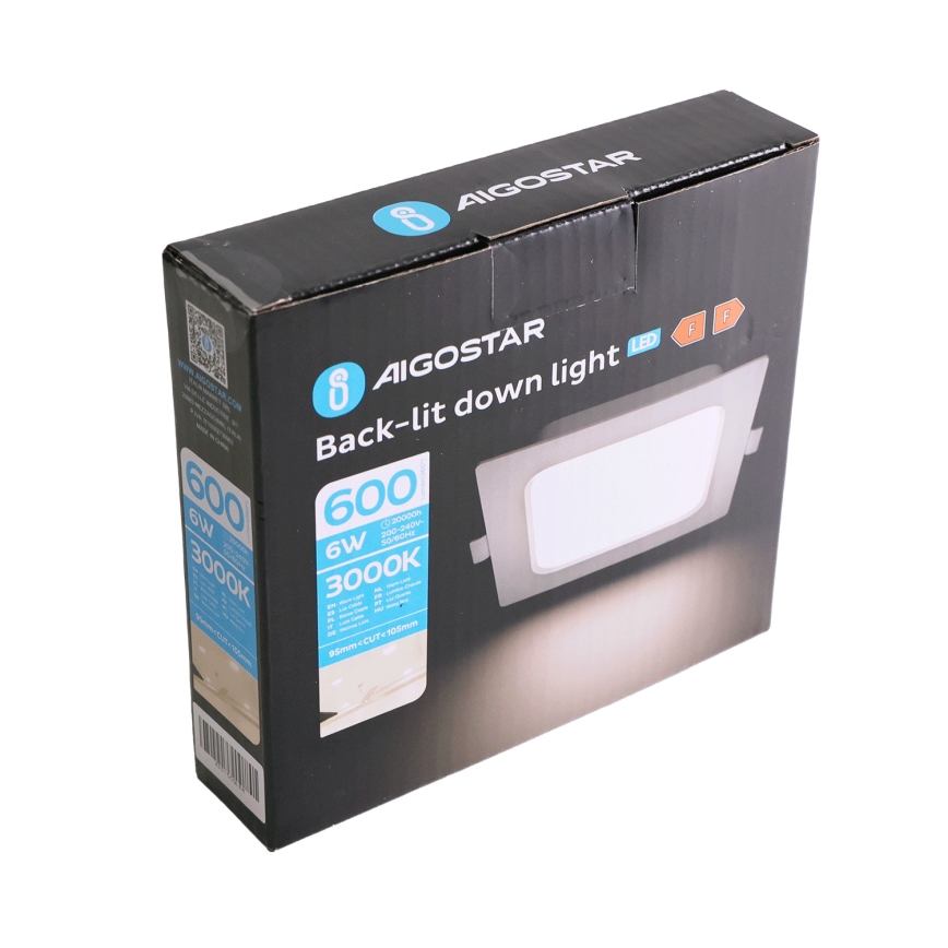 Aigostar - Plafonnier LED 6W/230V 3000K 12x12 cm blanc