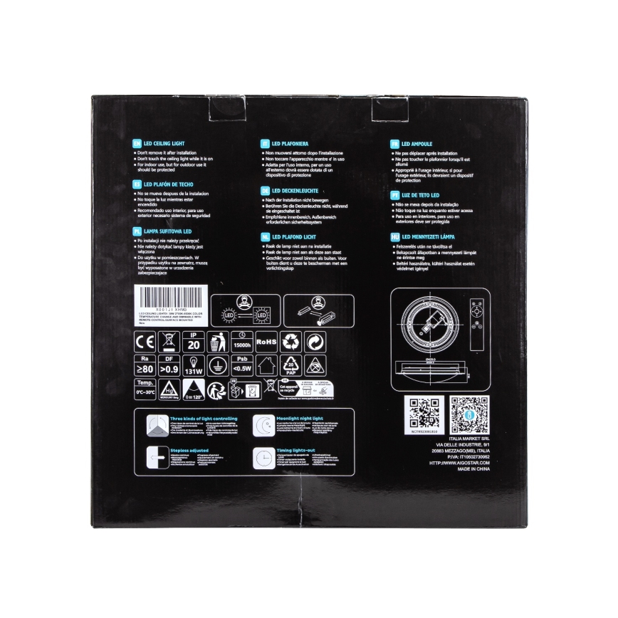 Aigostar - Plafonnier LED dimmable LED/30W/230V 2700-6500K Ø 42,9 cm chromé + télécommande