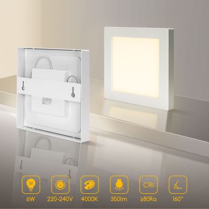 Aigostar - Plafonnier LED en applique 6W/230V 4000K 12,2x12,2 cm blanc
