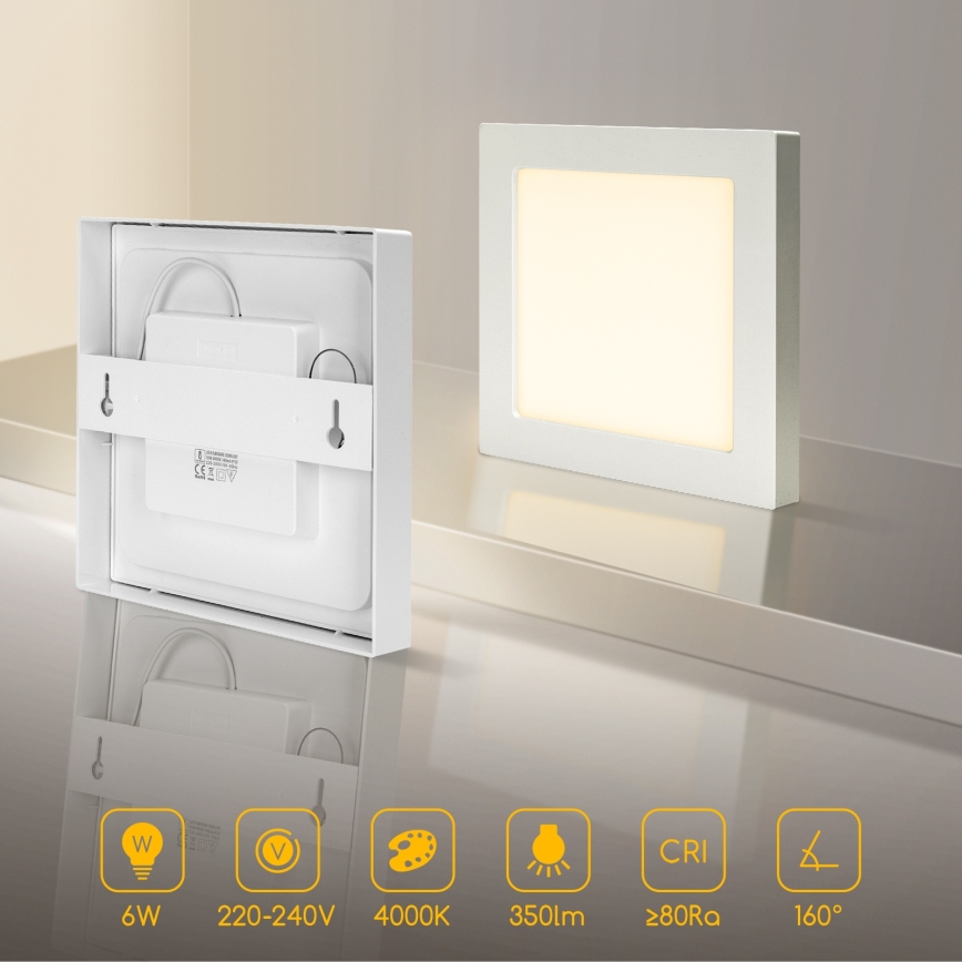 Aigostar - Plafonnier LED en applique 6W/230V 4000K 12,2x12,2 cm blanc