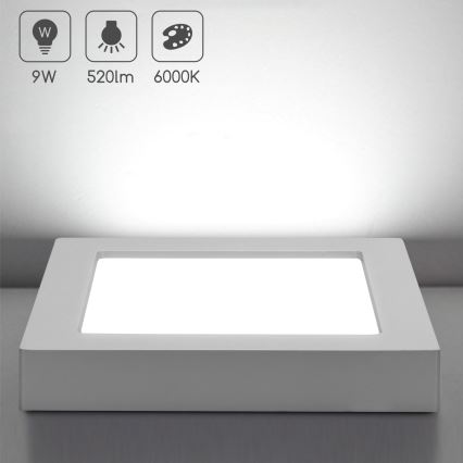 Aigostar - Plafonnier LED en applique LED/9W/230V 6000K 12,2x12,2 cm blanc