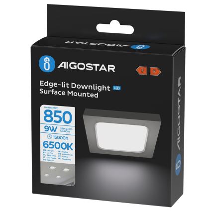 Aigostar - Plafonnier LED en applique LED/9W/230V 6000K 12,2x12,2 cm blanc