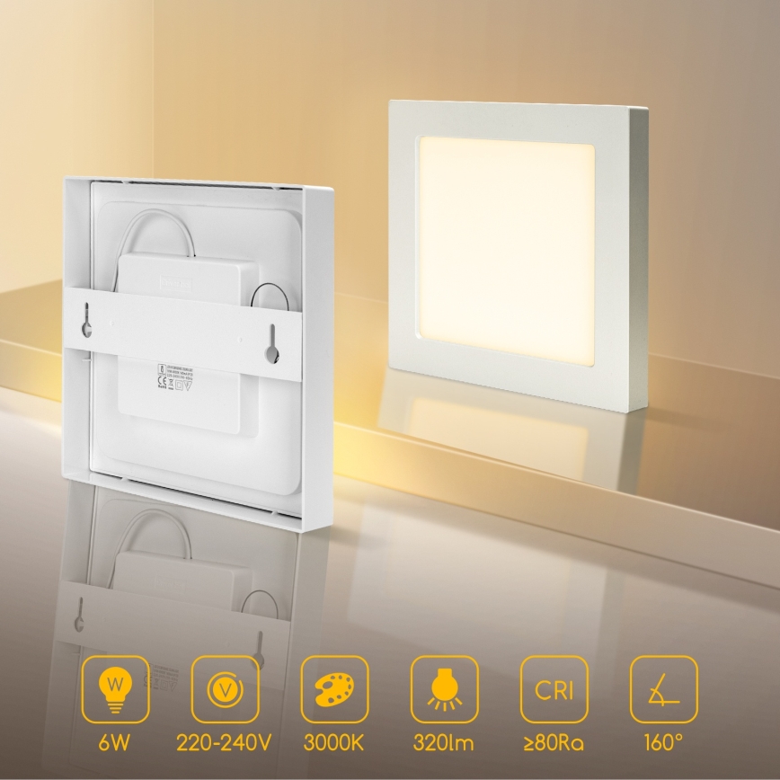 Aigostar - Plafonnier LED en saillie 6W/230V 3000K 12,2x12,2 cm blanc