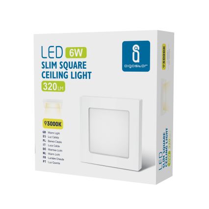 Aigostar - Plafonnier LED en saillie 6W/230V 3000K 12,2x12,2 cm blanc