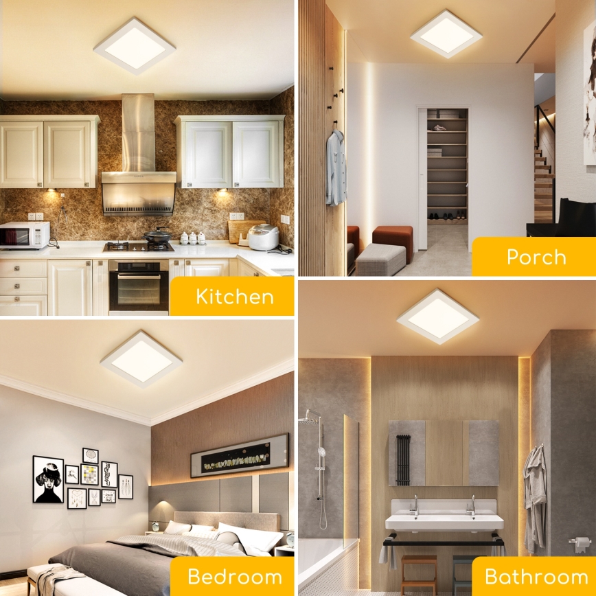 Aigostar - Plafonnier LED en saillie 9W/230V 3000K 12,2 x 12,2 cm blanc