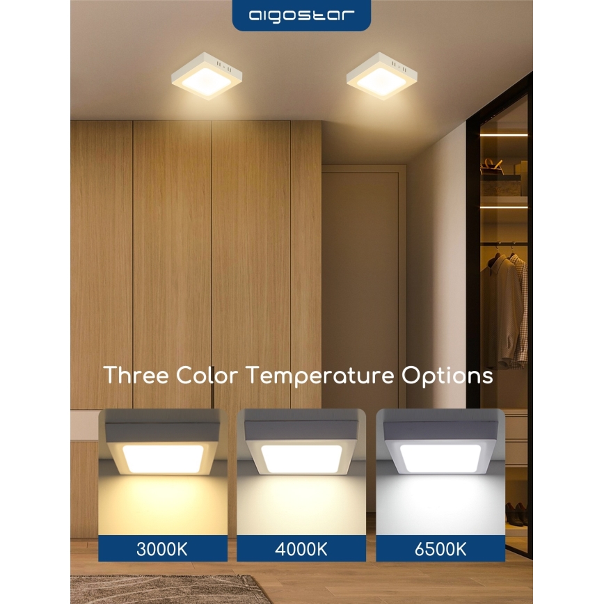 Aigostar - Plafonnier LED en saillie LED/18W/230V 3000K 22,6x22,6 cm blanc