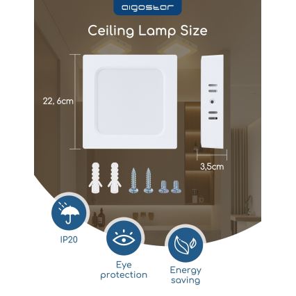 Aigostar - Plafonnier LED en saillie LED/18W/230V 3000K 22,6x22,6 cm blanc