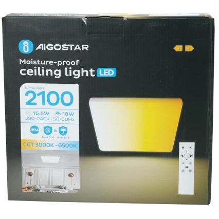 Aigostar - Plafonnier LED dimmable pour salle de bains LED/18W/230V 3000K-6500K IP54 + télécommande