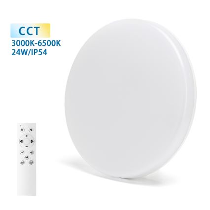 Aigostar - Plafonnier LED dimmable pour salle de bains LED/24W/230V 3000K-6500K IP54 Ø 33 cm + télécommande