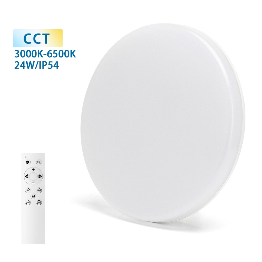 Aigostar - Plafonnier LED dimmable pour salle de bains LED/24W/230V 3000K-6500K IP54 Ø 33 cm + télécommande