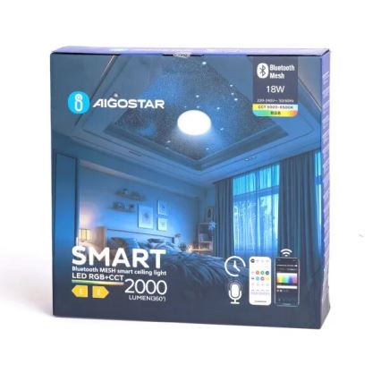 Aigostar - Plafonnier RGBW à intensité variable salle de bain MESH Smart LED/18W/230V 3000-6500K IP44 + Télécommande