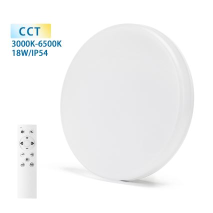 Aigostar - Plafonnier salle de bain LED/18W/230V 3000-6000K IP54 + télécommande