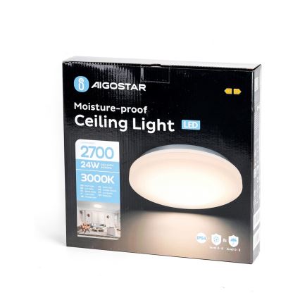 Aigostar - Plafonnier salle de bain LED/24W/230V 3000K IP54