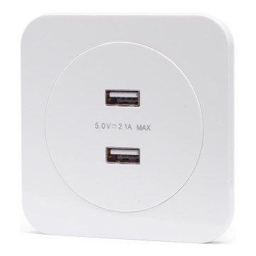 Aigostar - prise d'alimentation USB encastrable avec cadre, 2x USB-A, blanche