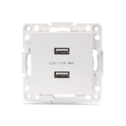 Aigostar - prise d'alimentation USB sans cadre 2 ports USB-A blanche