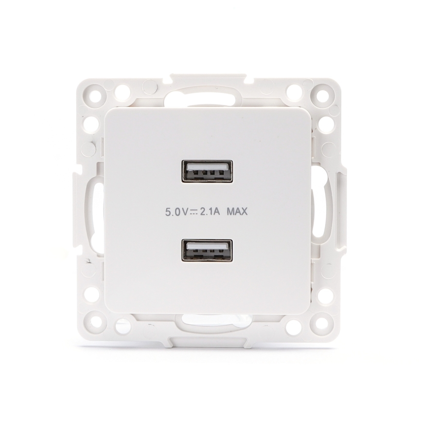 Aigostar - prise d'alimentation USB sans cadre 2 ports USB-A blanche