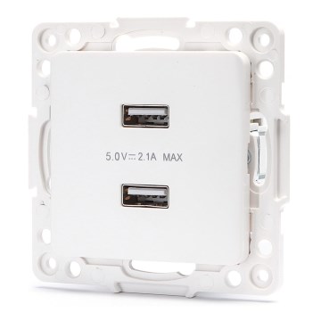 Aigostar - prise d'alimentation USB sans cadre 2x USB-A blanche