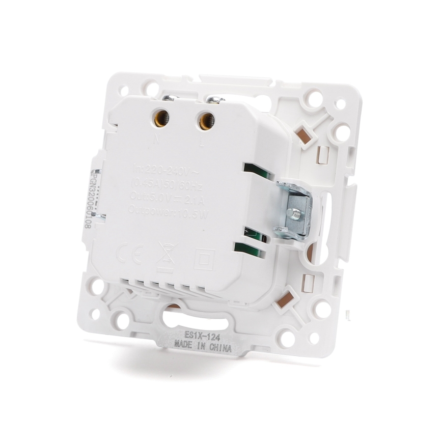 Aigostar - prise d'alimentation USB sans cadre 2x USB-A blanche