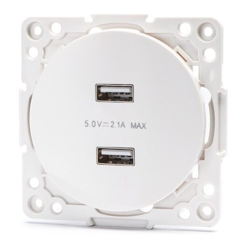 Aigostar - prise d'alimentation USB sans cadre 2x USB-A blanche