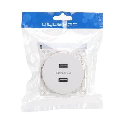 Aigostar - prise d'alimentation USB sans cadre 2x USB-A blanche