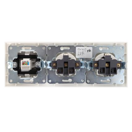 Aigostar - Prise Ethernet et 2 prises SCHUKO avec plaque blanche
