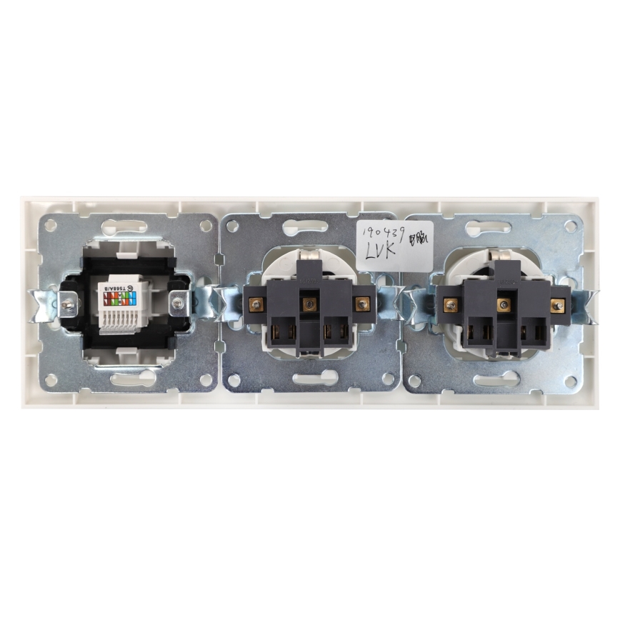 Aigostar - Prise Ethernet et 2 prises SCHUKO avec plaque blanche