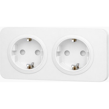 Aigostar - Prise murale double SCHUKO 250V/16A avec cadre, blanche