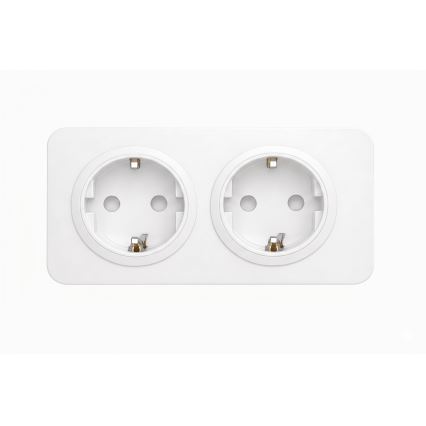 Aigostar - Prise murale double SCHUKO 250V/16A avec cadre, blanche