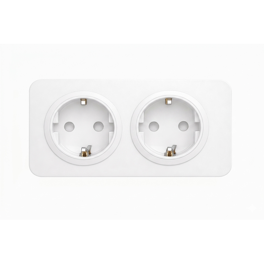 Aigostar - Prise murale double SCHUKO 250V/16A avec cadre, blanche