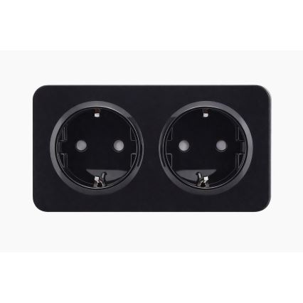 Aigostar - Prise murale double SCHUKO 250V/16A noire avec cadre