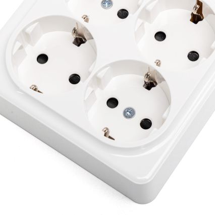 Aigostar - Prise murale quadruple SCHUKO 250V blanche