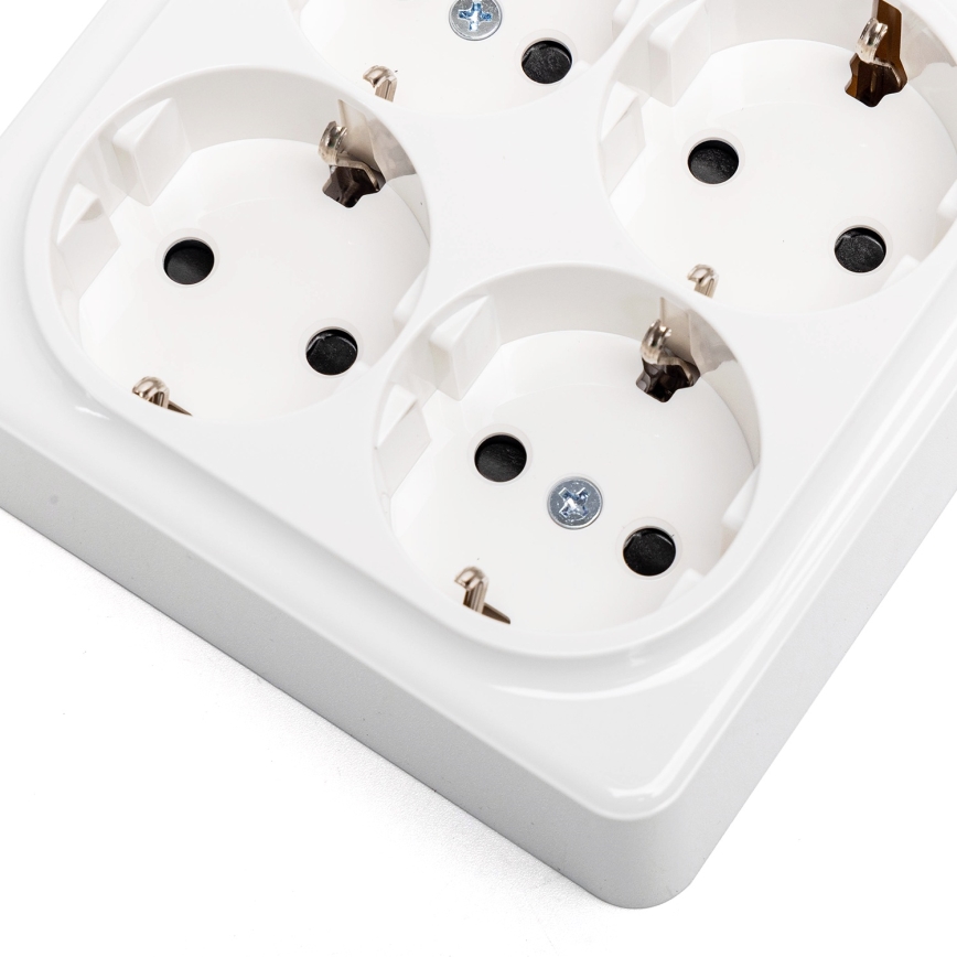 Aigostar - Prise murale quadruple SCHUKO 250V blanche