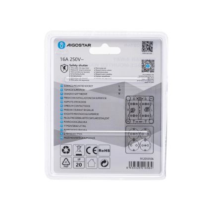 Aigostar - Prise murale quadruple SCHUKO 250V blanche