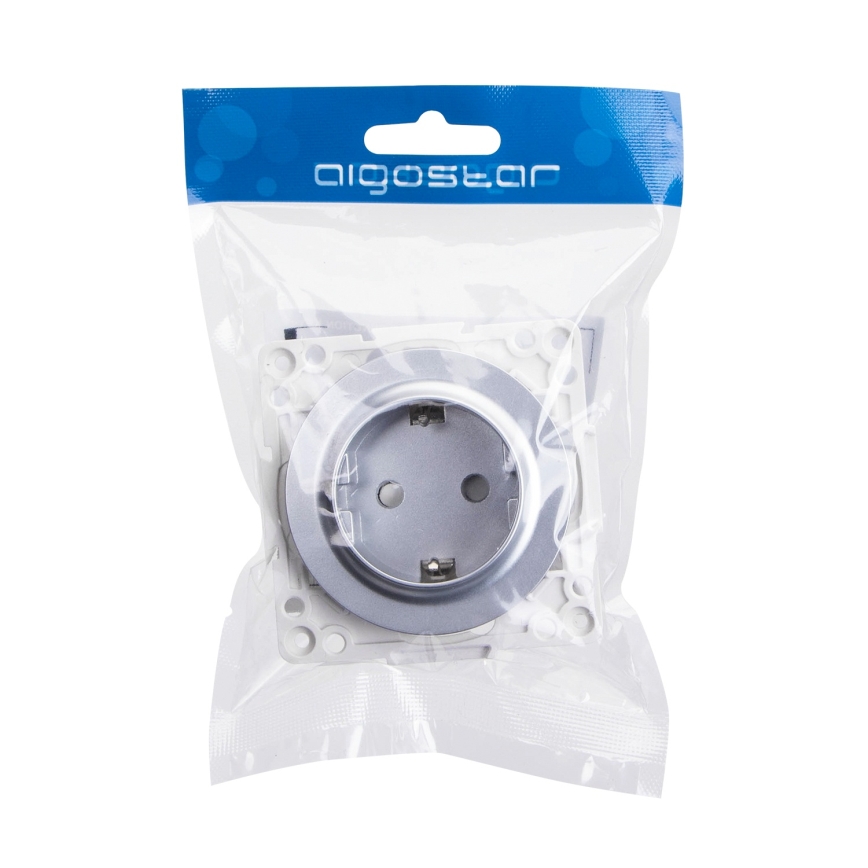 Aigostar - Prise murale SCHUKO sans cadre 250V/16A argentée