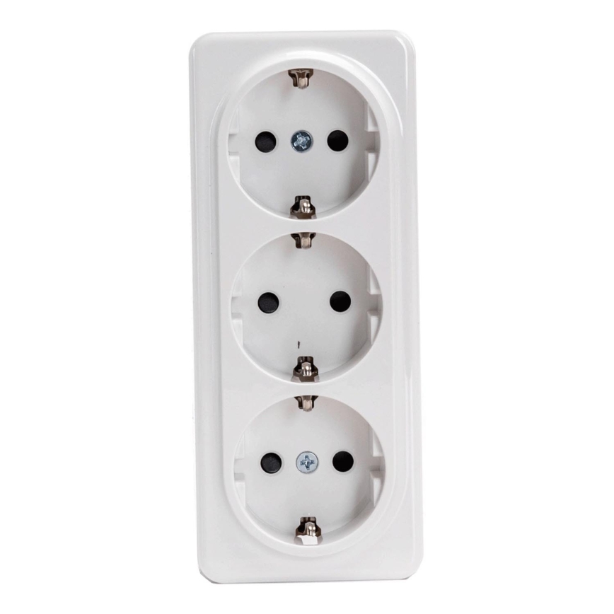 Aigostar - Prise murale triple domestique SCHUKO 250V blanche