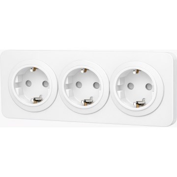 Aigostar - Prise murale triple SCHUKO avec cadre, 250 V/16 A, blanche