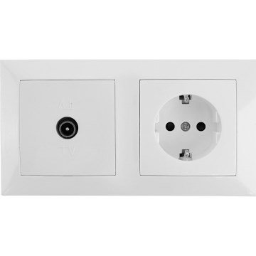 Aigostar - prise TV et prise SCHUKO 230 V avec cadre blanc
